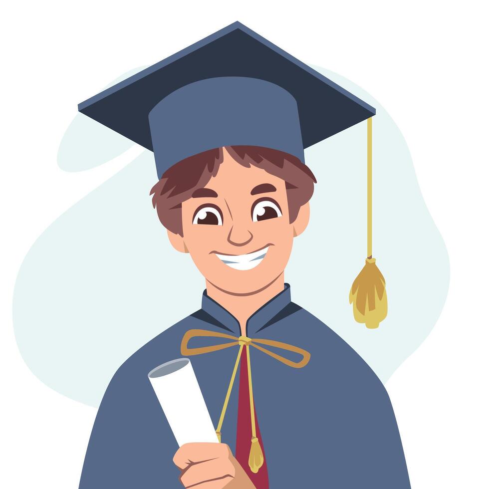 Graduate Student Hand drawn Flat illustration vector