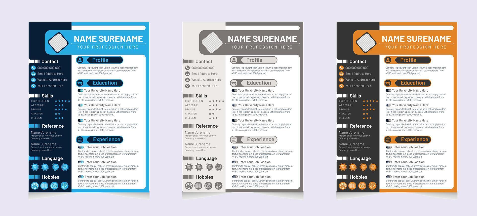 Professional CV or Resume Template Design with a Modern, Minimal, and Unique Concept vector