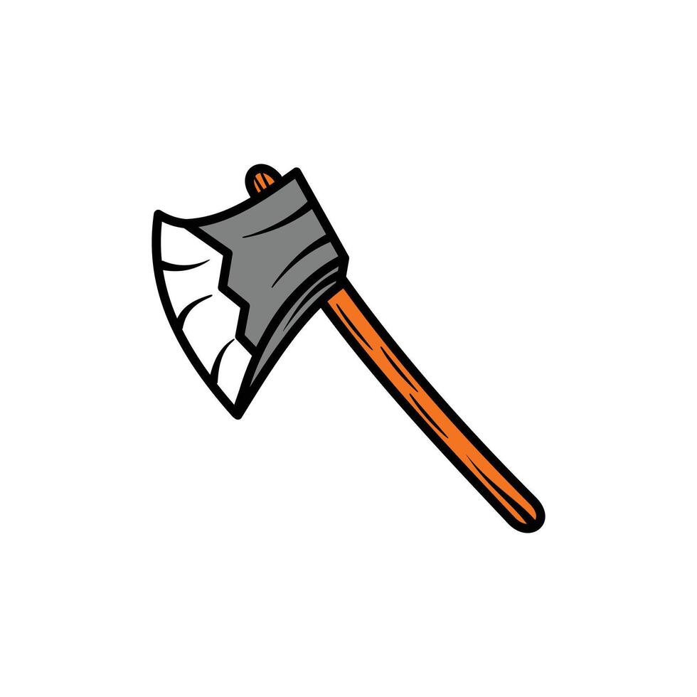 Axe icon on white background. Axe icon in cartoon style. Design element illustration of wood cutting equipment. Suitable for use in children's story book design vector