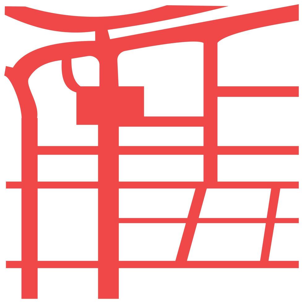 Ski line icon on white background. Red road map illustration design indicates traffic jam. Directional application element design. vector