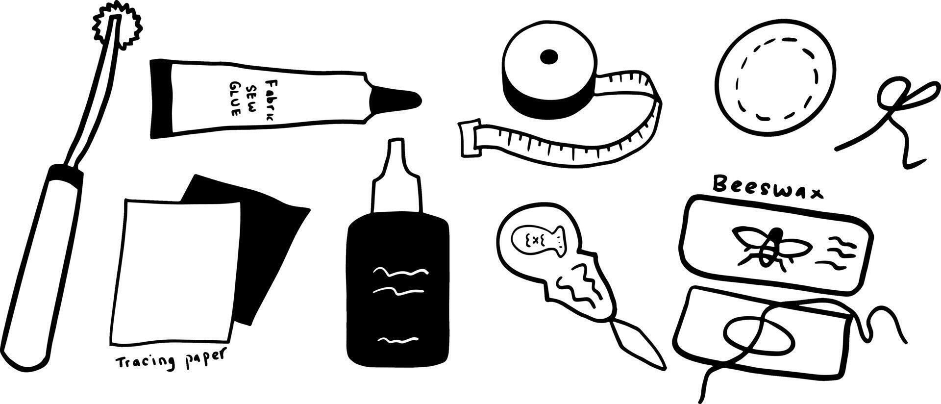 Minimal Sewing Illustrations for Craft and Hobby Art vector