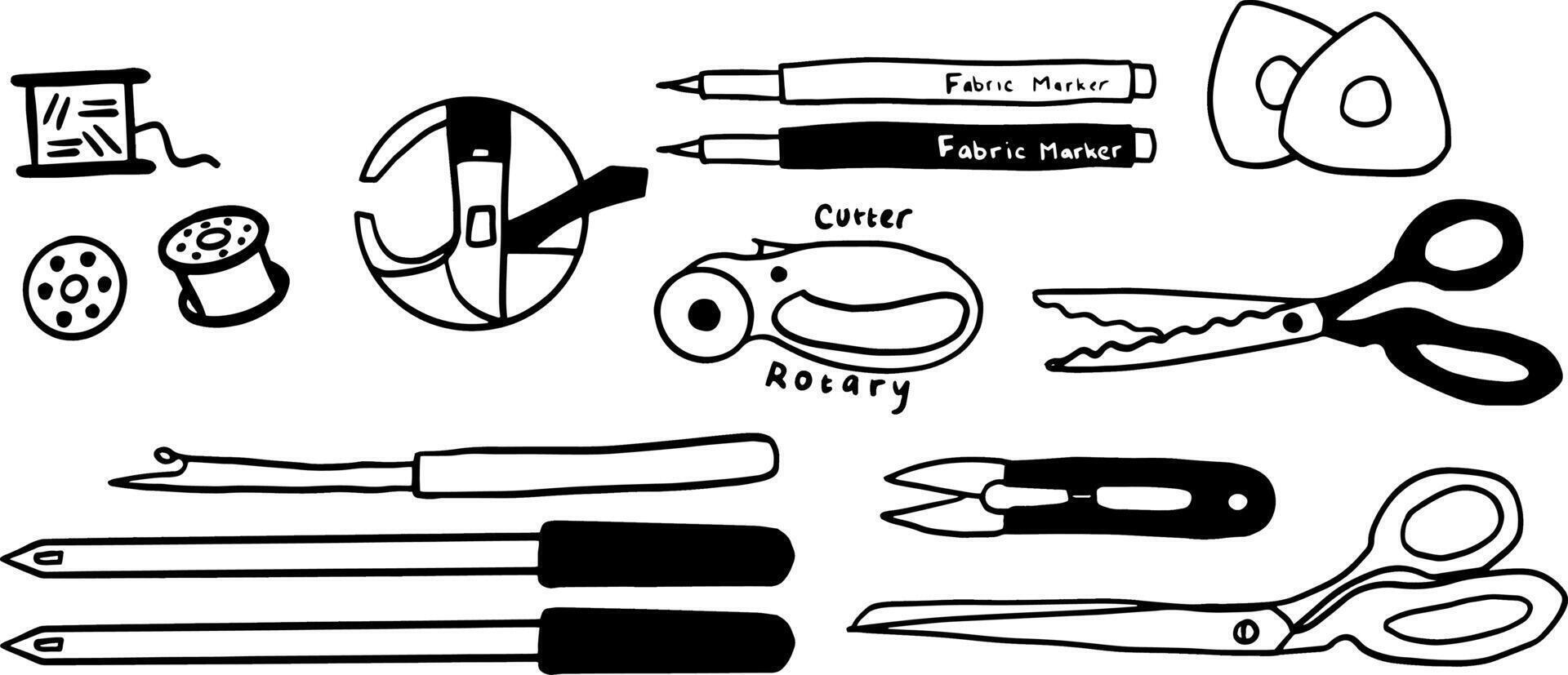 Cute and Minimal Sewing Doodles for Handmade Creations vector