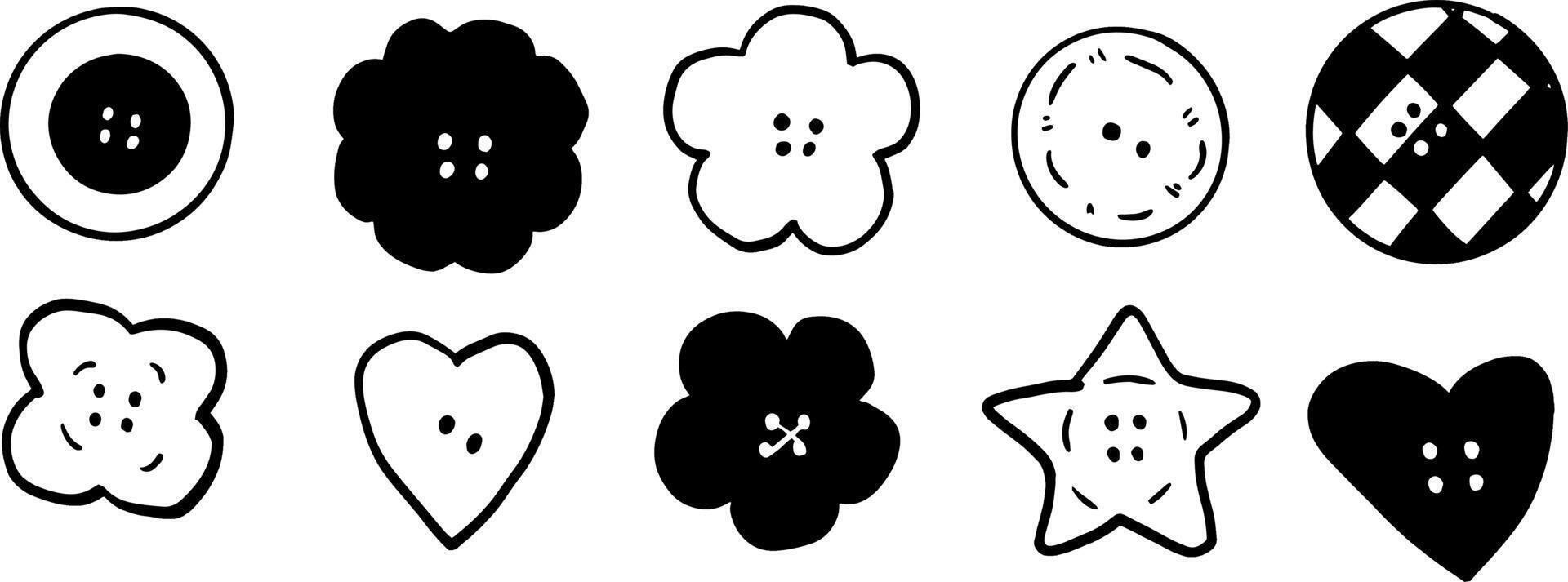 Black and White Button Icons for Crafty Designs vector