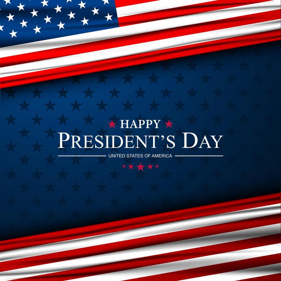 President's day background with american flag and stars illustration vector