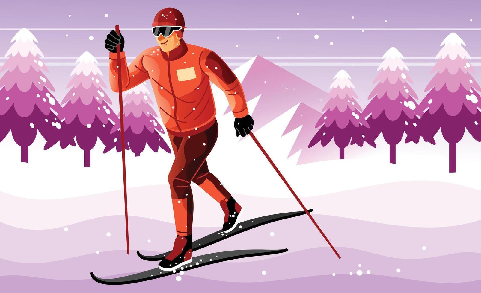 Cross Country Skiing Illustration vector