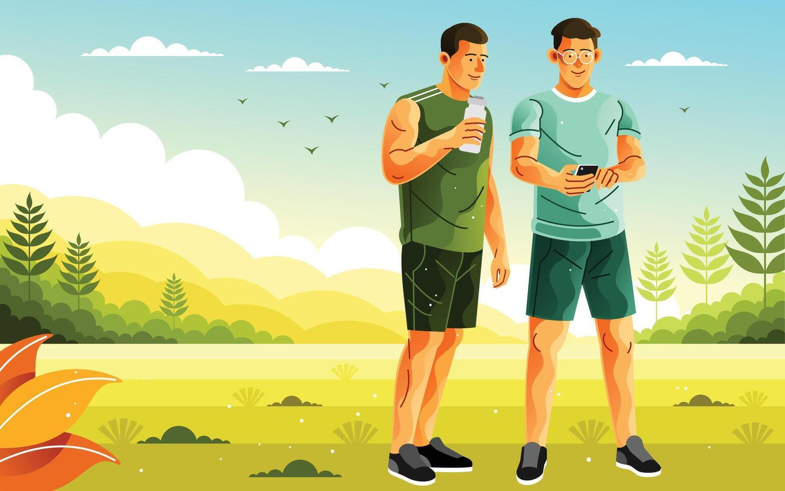 Young Man Healthy Lifestyle Illustration vector