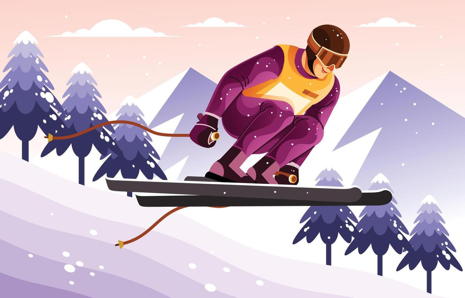 Downhill Skiing Illustration vector