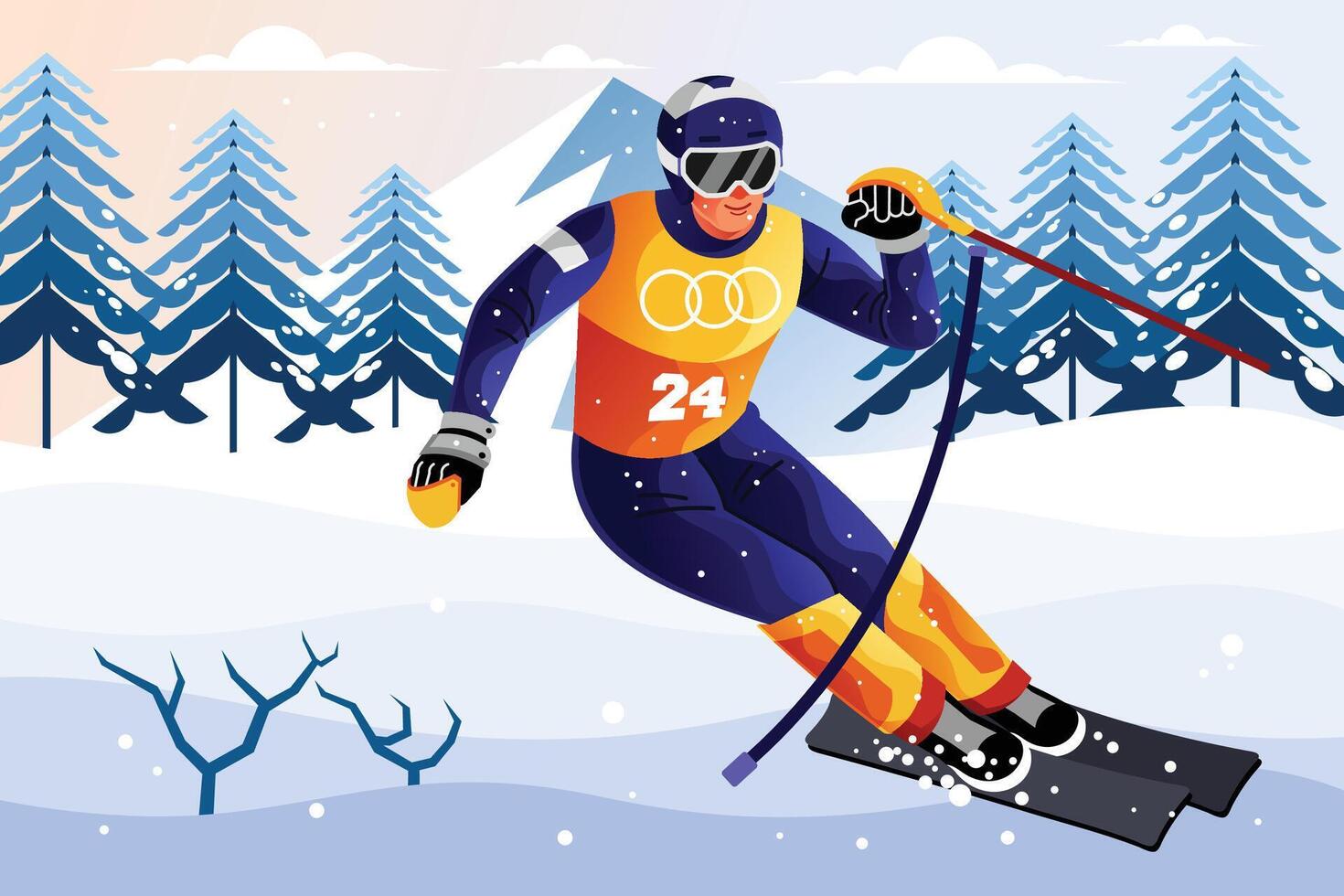 Alpine Skiing Sport Illustration vector