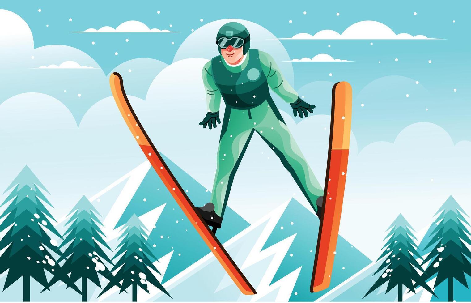 Ski Jumping Sport Illustration vector