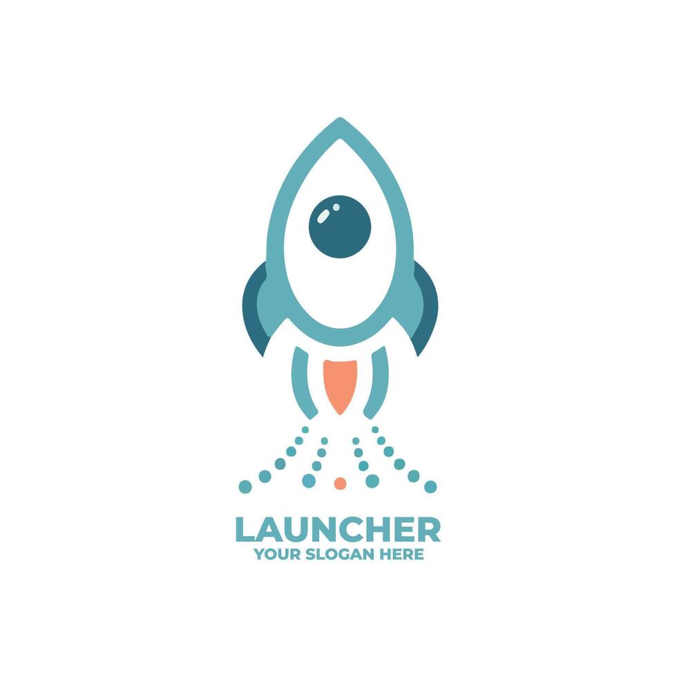 a minimalist flat logo of a rocket taking off vector
