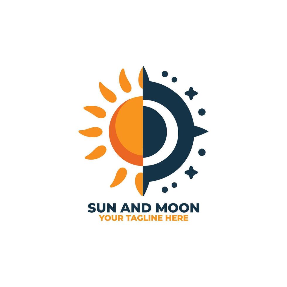 a flat logo with a simple sun and moon vector