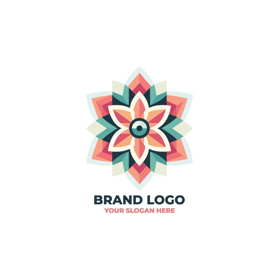 flat logo of a flower with geometric petals vector