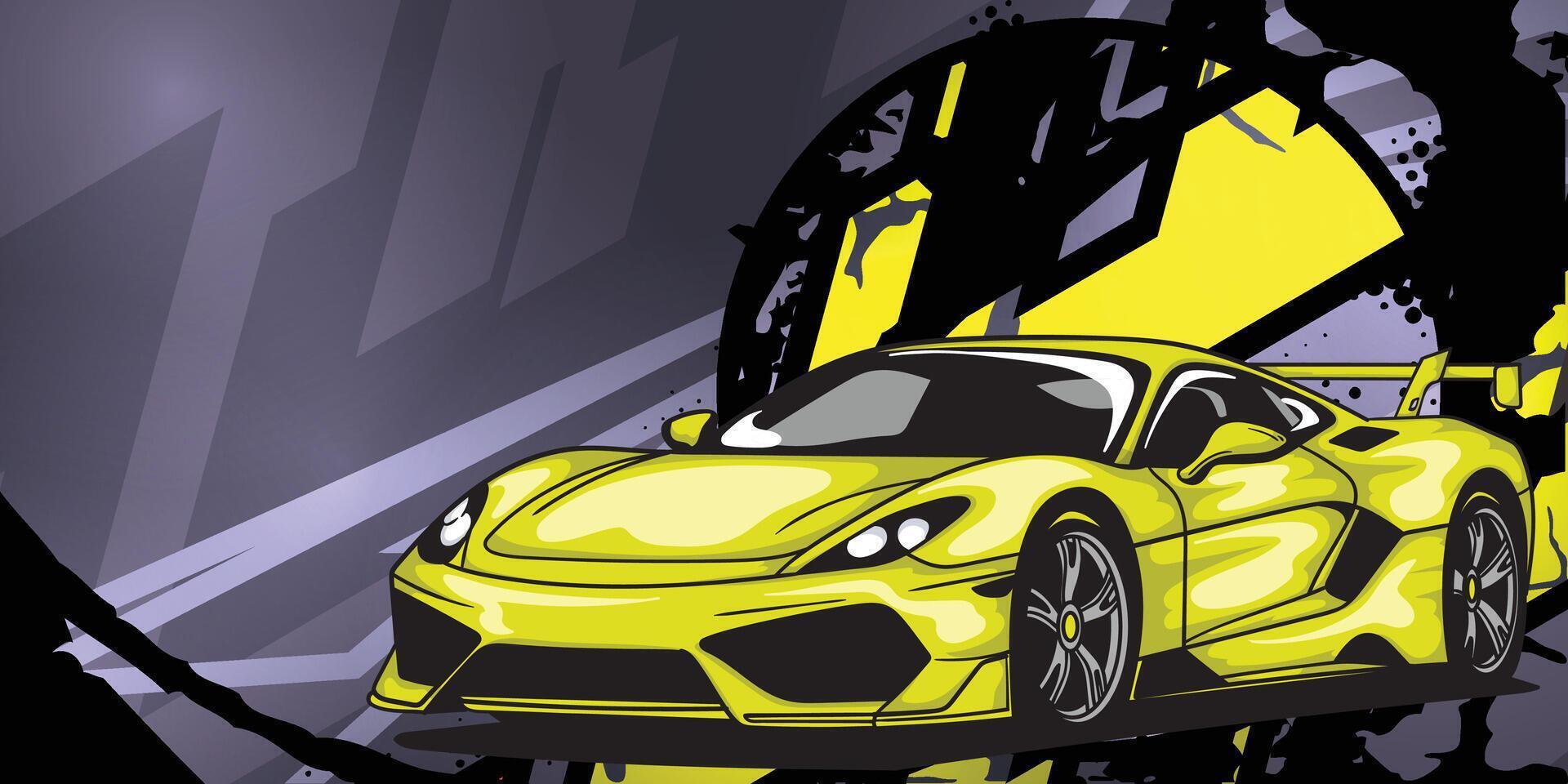 Abstract background with dark yellow racing car object vector