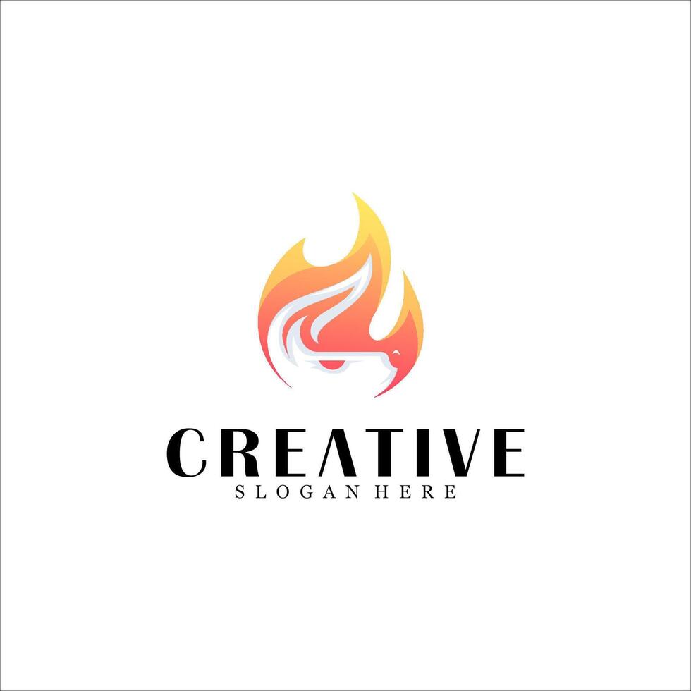 Abstract rabbit with fire logo design vector