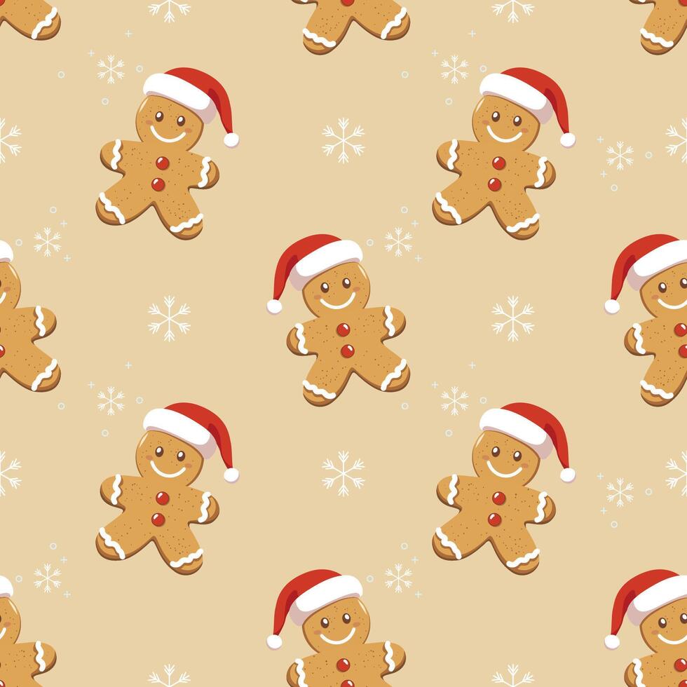 seamless pattern of gingerbread man vector