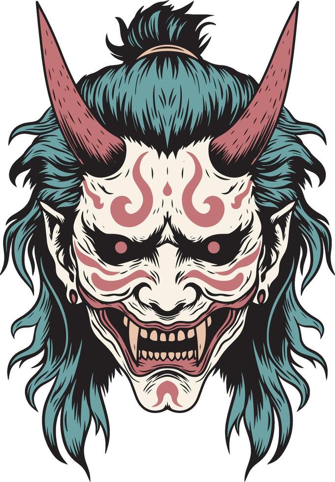 Hannya mask illustration design art vector