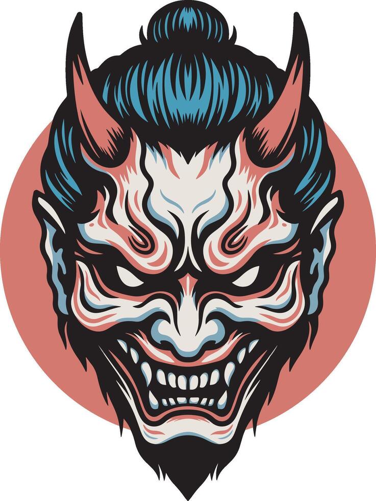 Evil hannya mask illustration vector