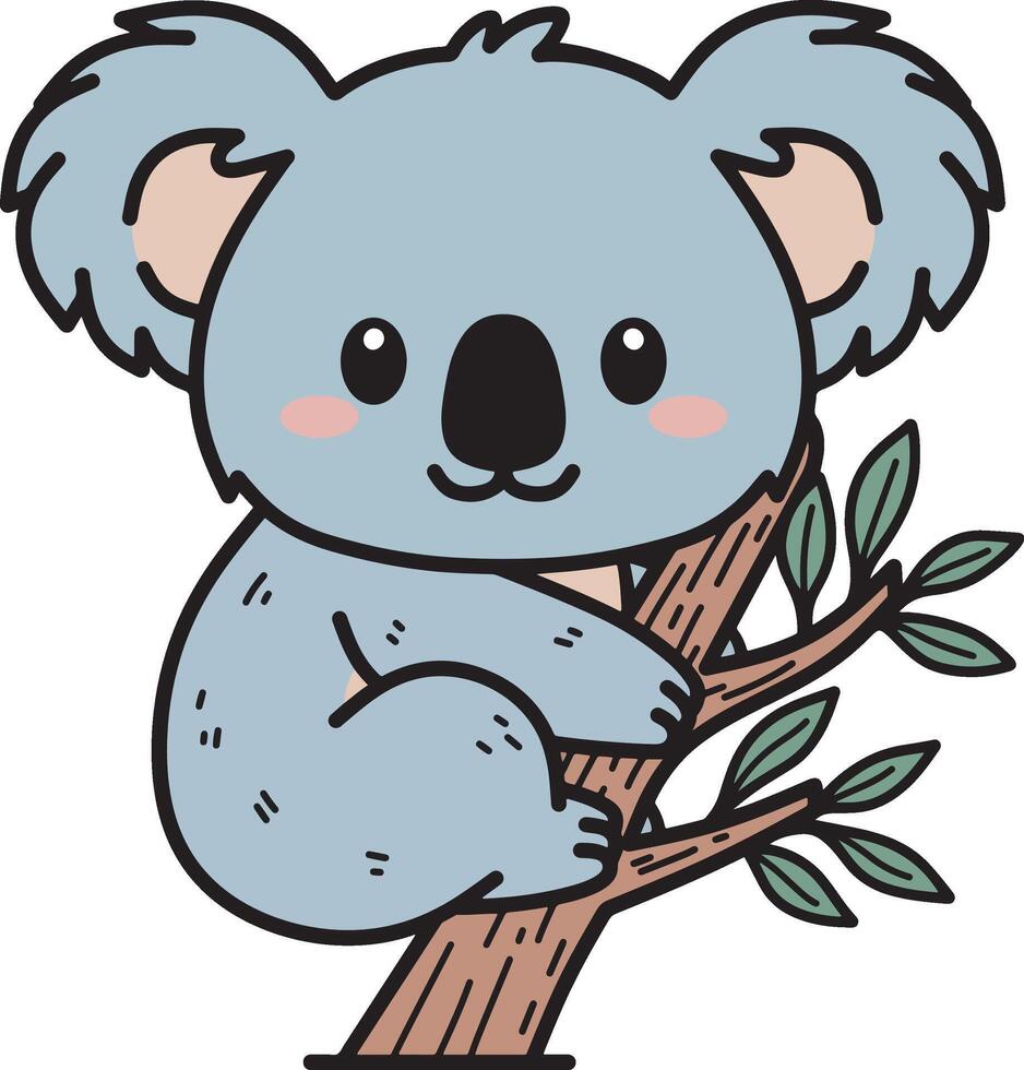 Koala on the tree branch illustration design art vector