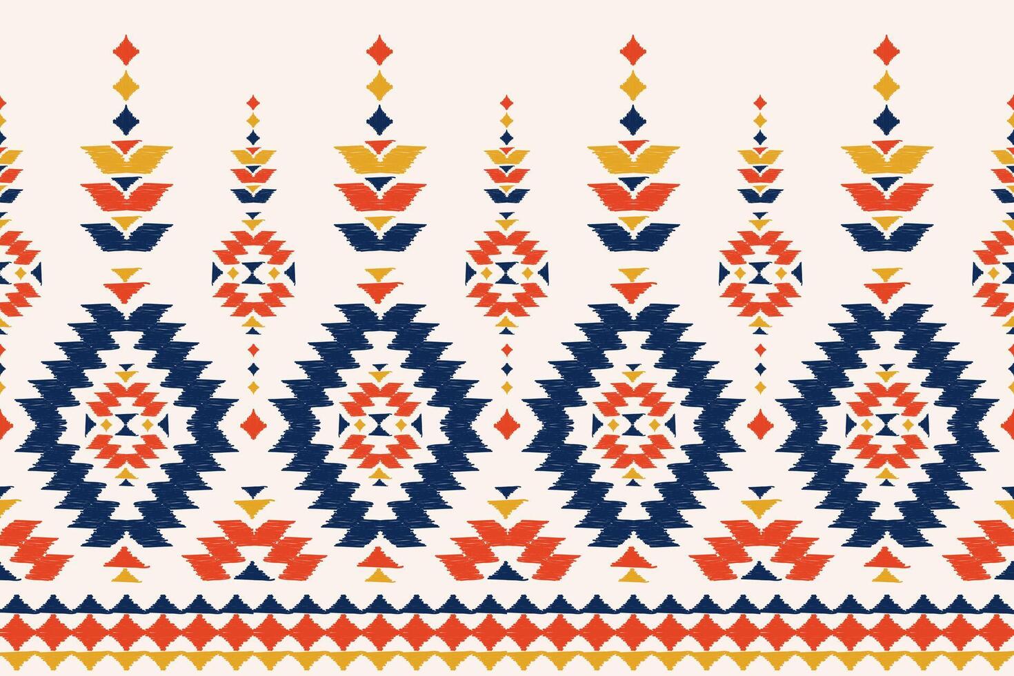 Hand drawn tribal style fabric pattern. Ethnic Ikat oriental seamless pattern. Edge decoration. for carpet, clothing, batik, motif. vector
