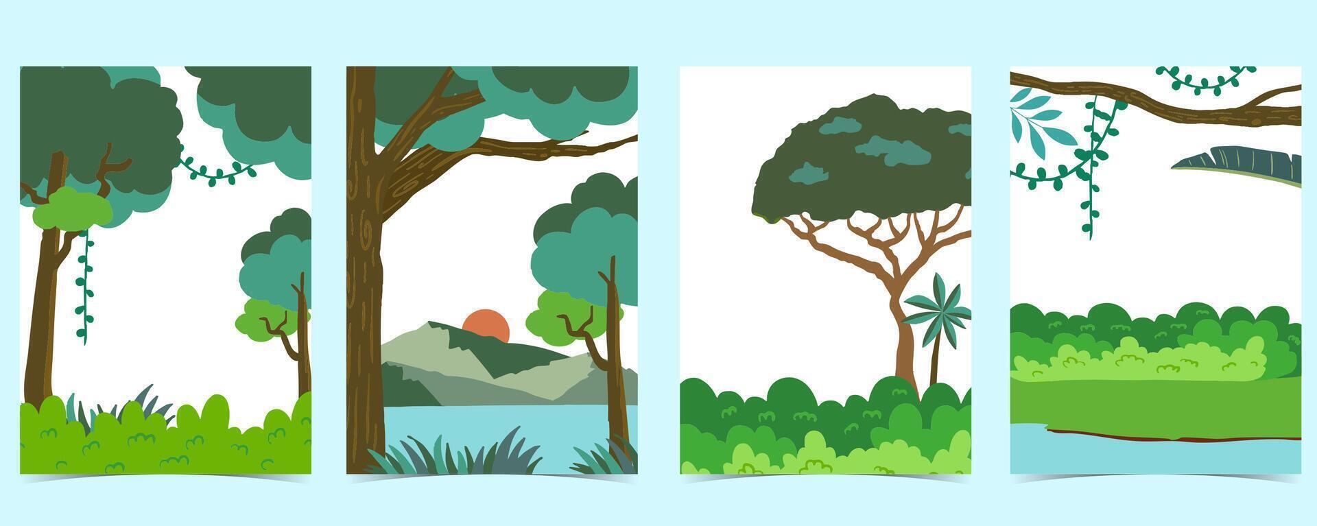 jungle landscape background for kid safari design a4 design vector