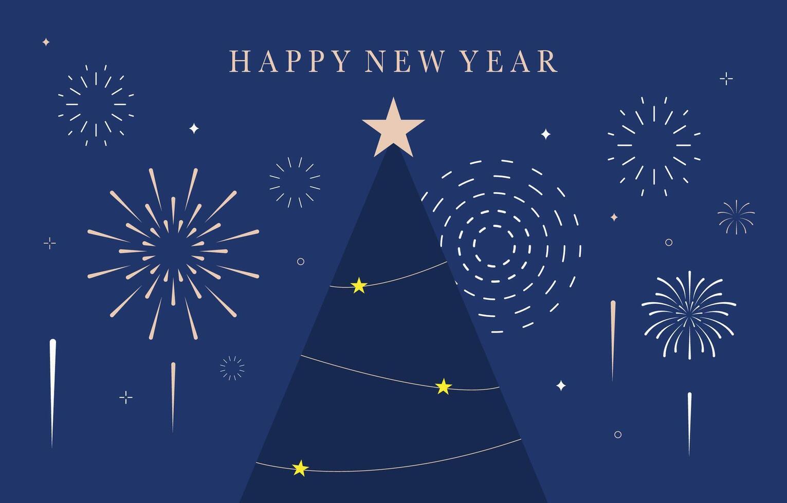 firework banner in night with christmas tree in night vector