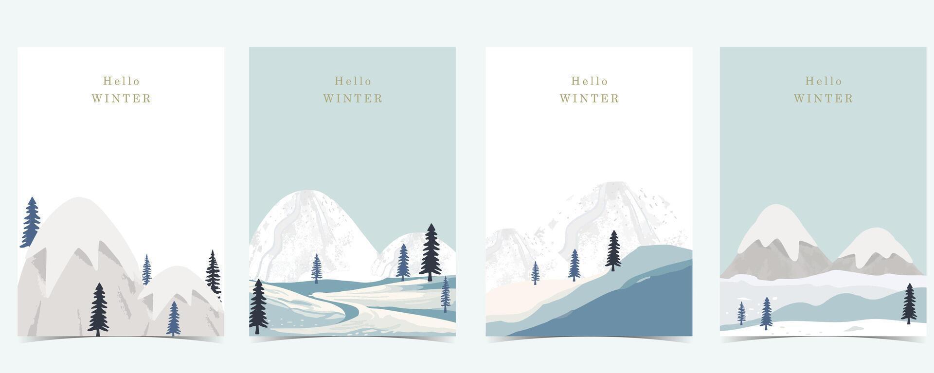 winter landscape background with mountain,tree for a4 vertical design vector