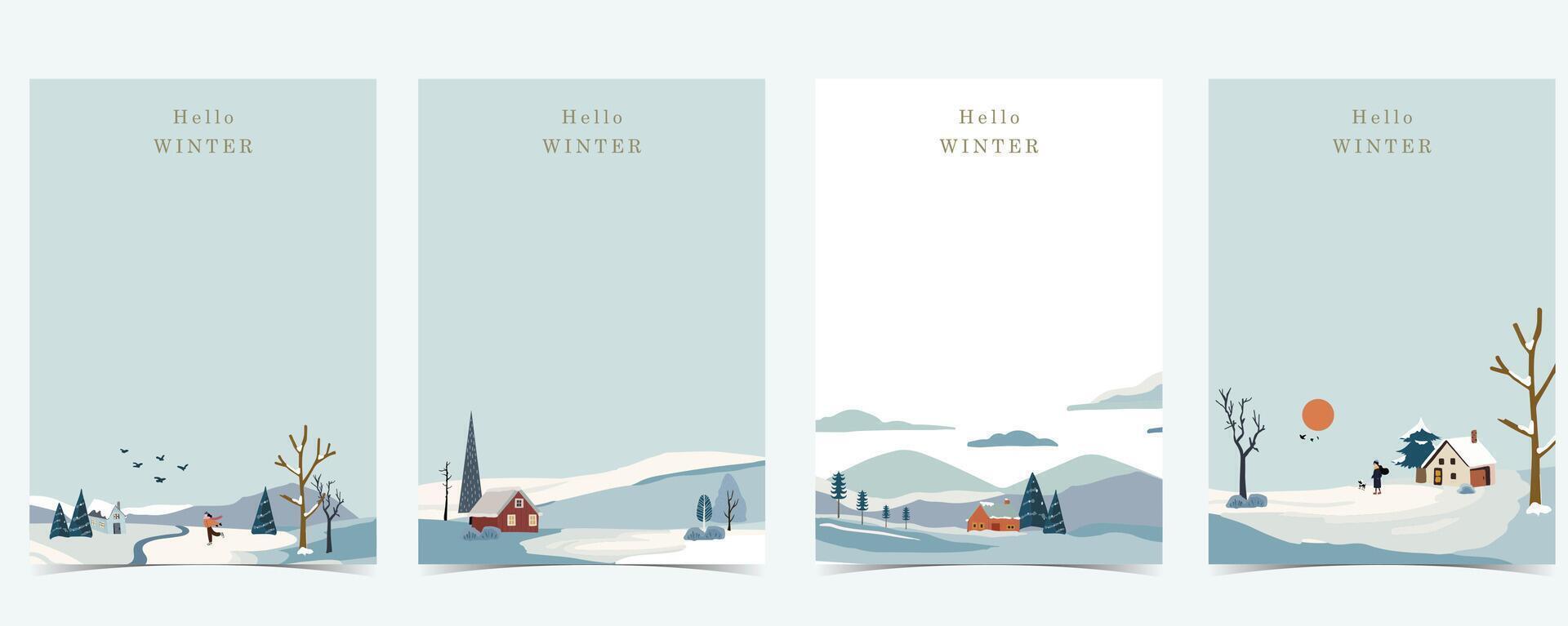 winter landscape background with little mountain,tree for a4 vertical design vector