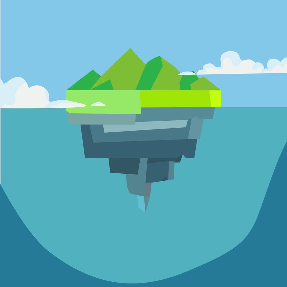 The iceberg in the sea business concept in flat style vector