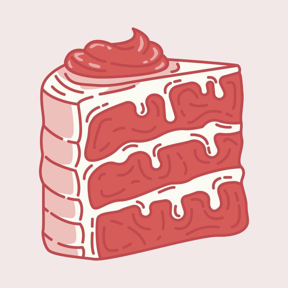 cartoon piece of delicious looking red velvet cake vector