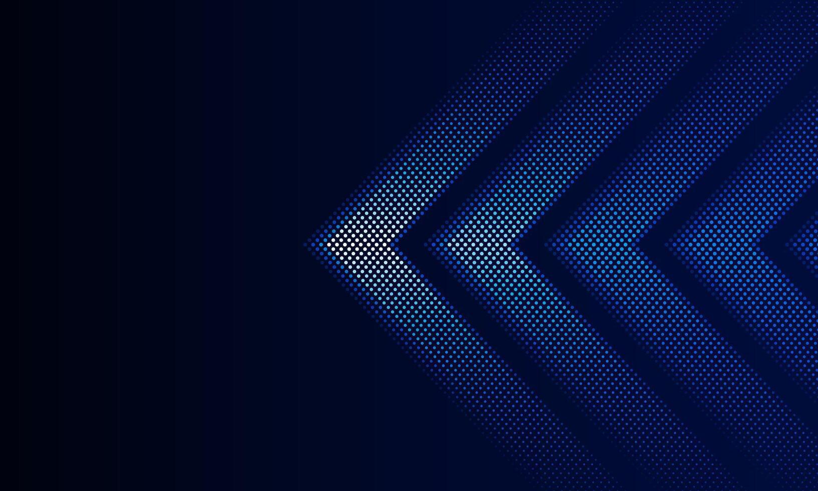 Dark blue abstract Light out technology and with neon dots with glowing arrow lines futuristic concept. Hitech communication concept innovation background, design vector