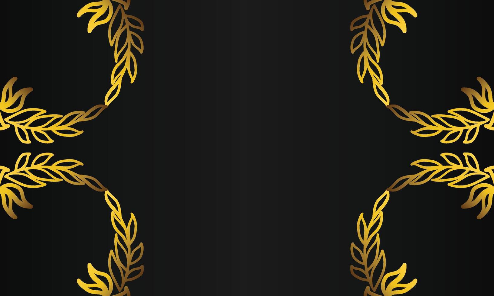 golden floral and leave pattern on black background vector
