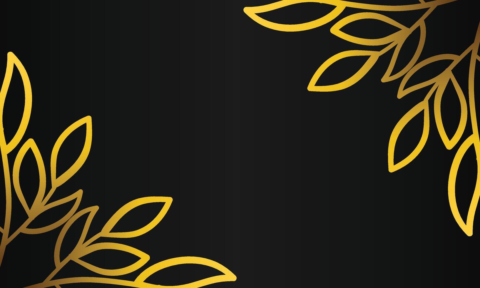 golden leave frame on black background vector