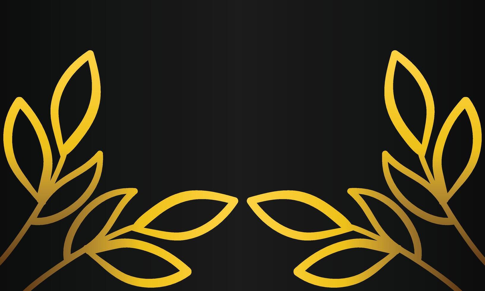 gold laurel leaves on black background vector
