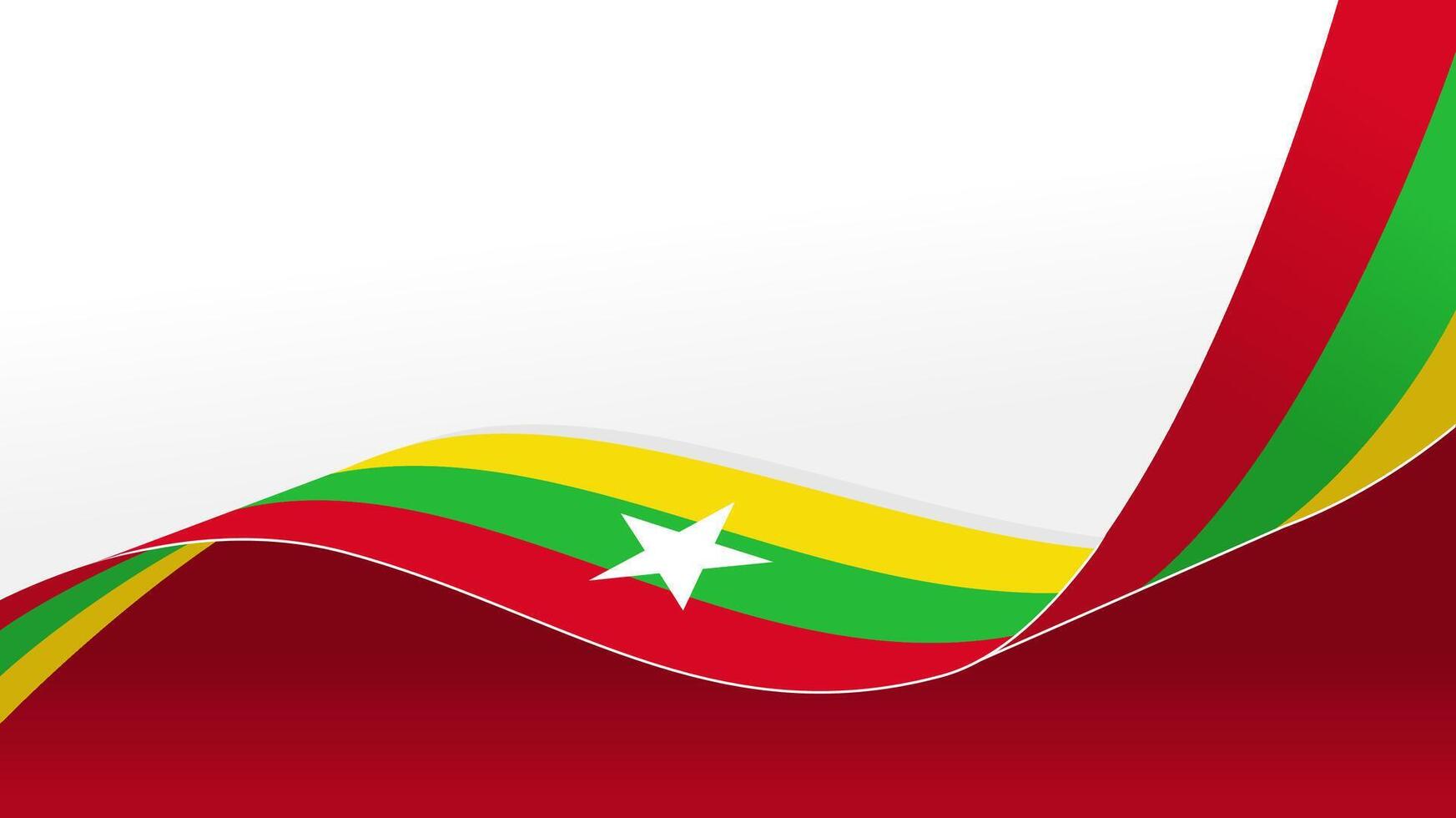 Waving ribbon with flag of myanmar. for independence day poster design vector
