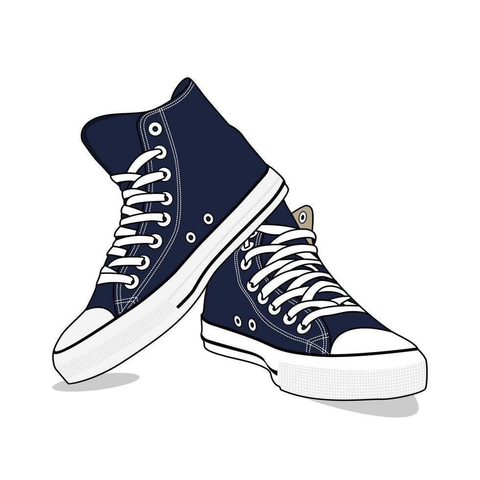 Navy sneakers paired with a white background perfect for a product logo vector