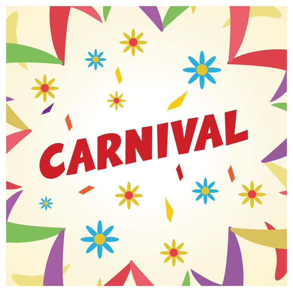 A lively carnival party in Brazil. Colorful floral background. Carnival party concept. Flat illustration. vector