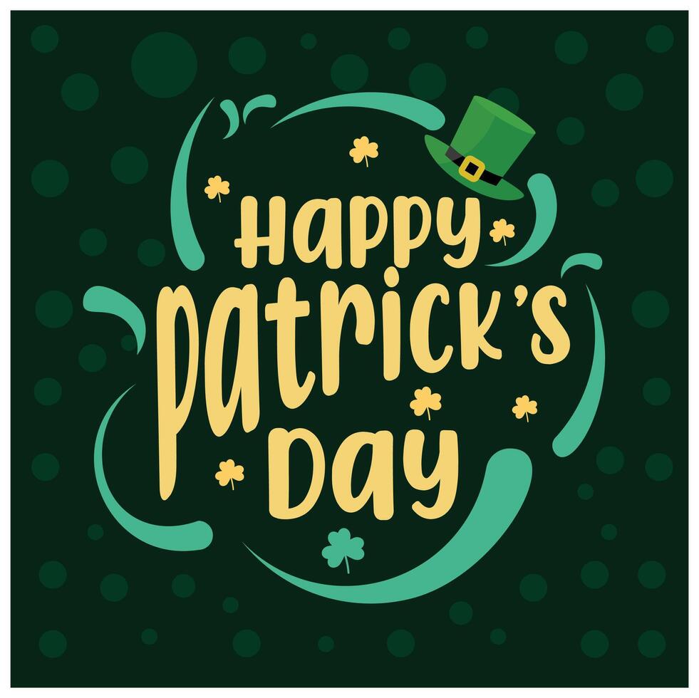 Happy St Patrick's Day with a leprechaun hat. A fun St. Patrick's Day celebration. St Patrick's Day background concept. Flat illustration. vector