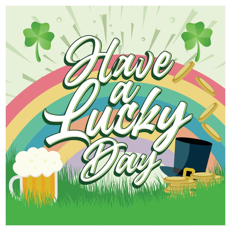 Irish holiday. Coke, leprechaun hat, and gold coins in the background. St Patrick's Day background concept. Flat illustration. vector