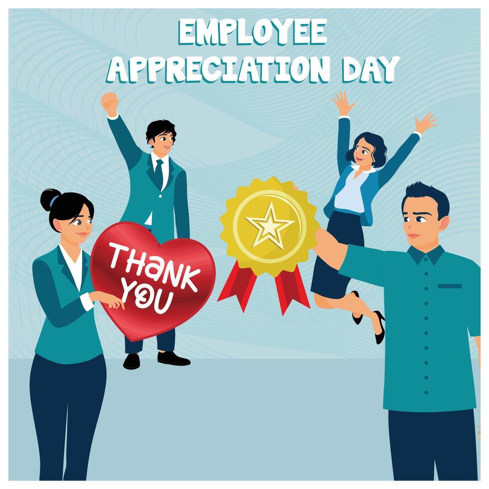 Employers give thanks and appreciation to employees. Recognition to the best employees. Employee Appreciation Day concept. Flat illustration. vector