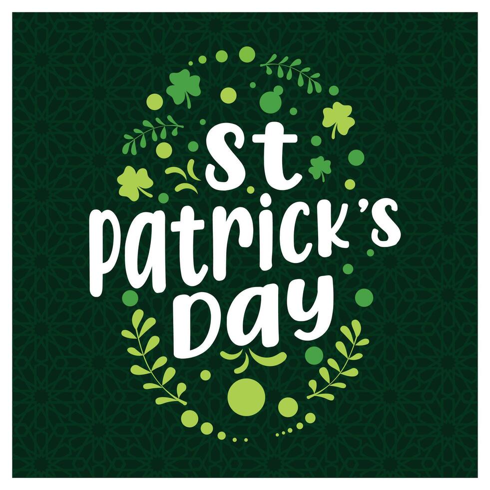 Saint Patrick's Day greetings with shamrock leaves. Spring festival in Ireland. St Patrick's Day background concept. Flat illustration. vector