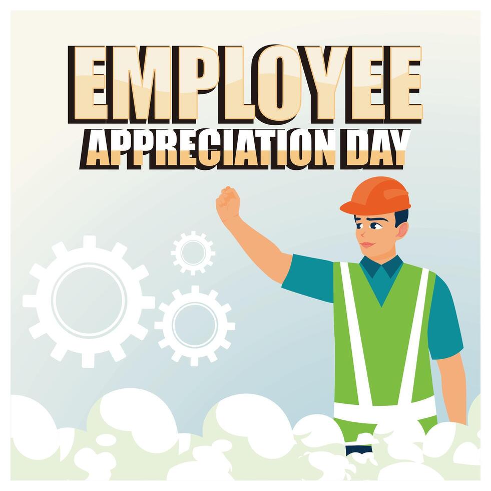 Construction workers wear uniforms and hard hats. Passion for work. Employee Appreciation Day concept. Flat illustration. vector