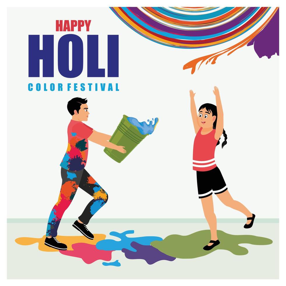 A festive Holi party with a splash of colors. vector