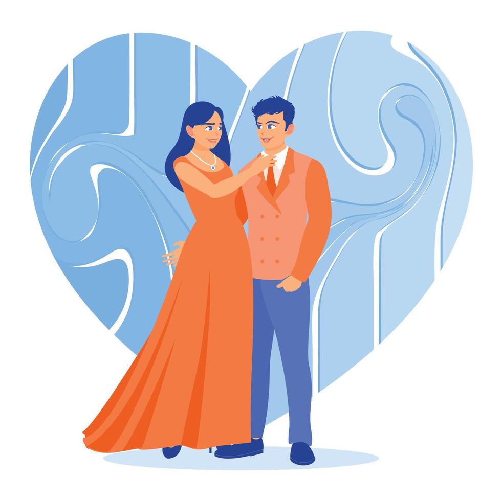 A couple in a happy moment. Man and woman fall in love and get married. Family lifestyle activity concept. vector