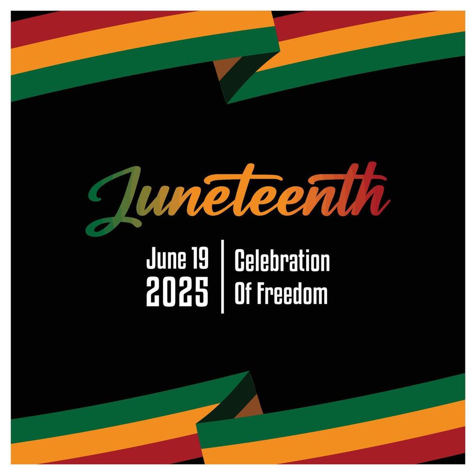 Pan-African flag on black background. Black freedom day in America. Juneteenth concept. vector