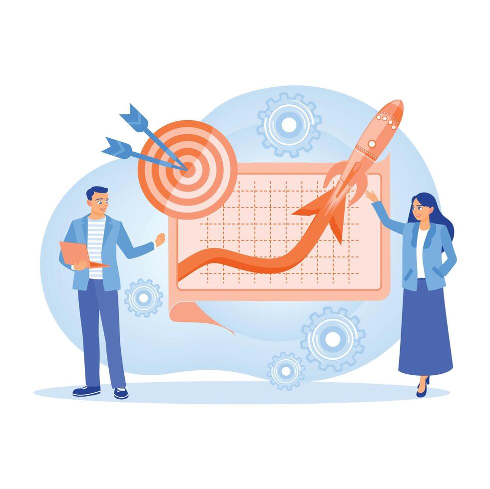 Businessmen and clients exchange ideas. Discuss marketing strategies. Launching Advertising Campaign concept. vector