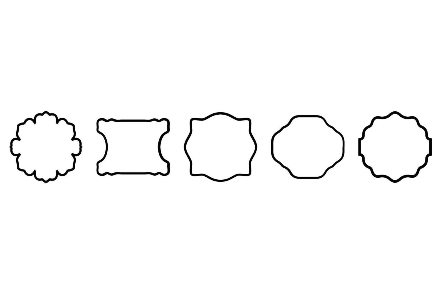 Outline label frame icon set vector