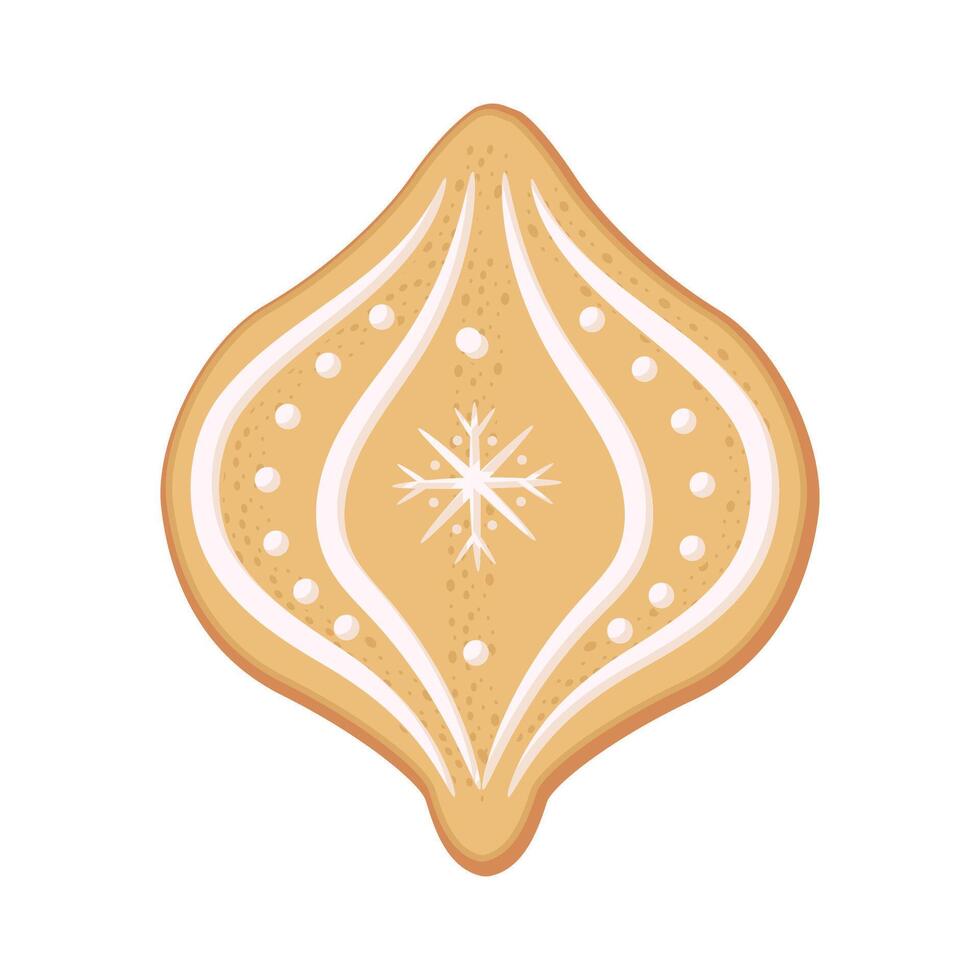 Christmas gingerbread cookie Christmas tree decoration shape decorated with icing. Illustration of a holiday treat on a white background. vector