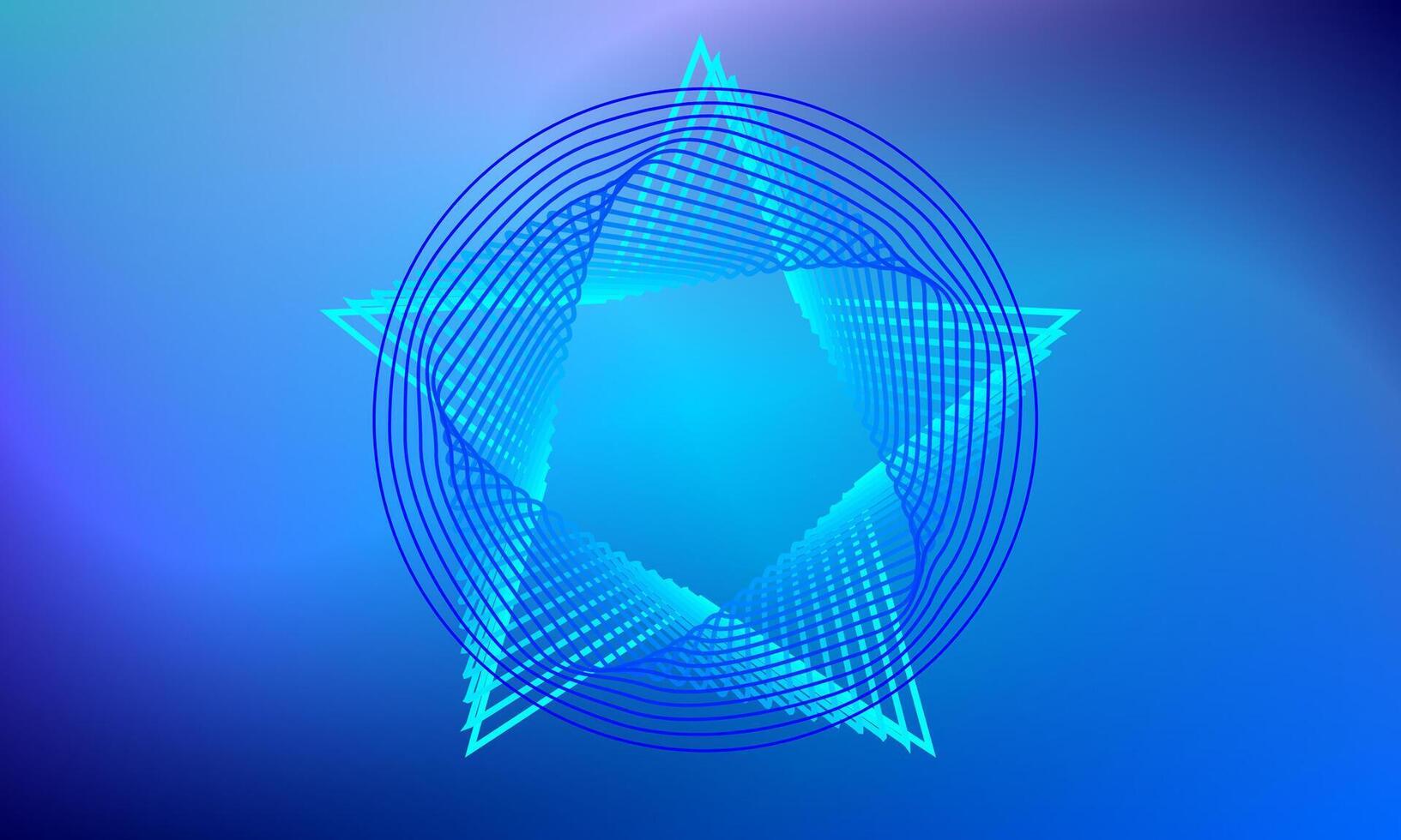 Gradient Abstract Background with Blue Geometric Star and Circular Lines vector