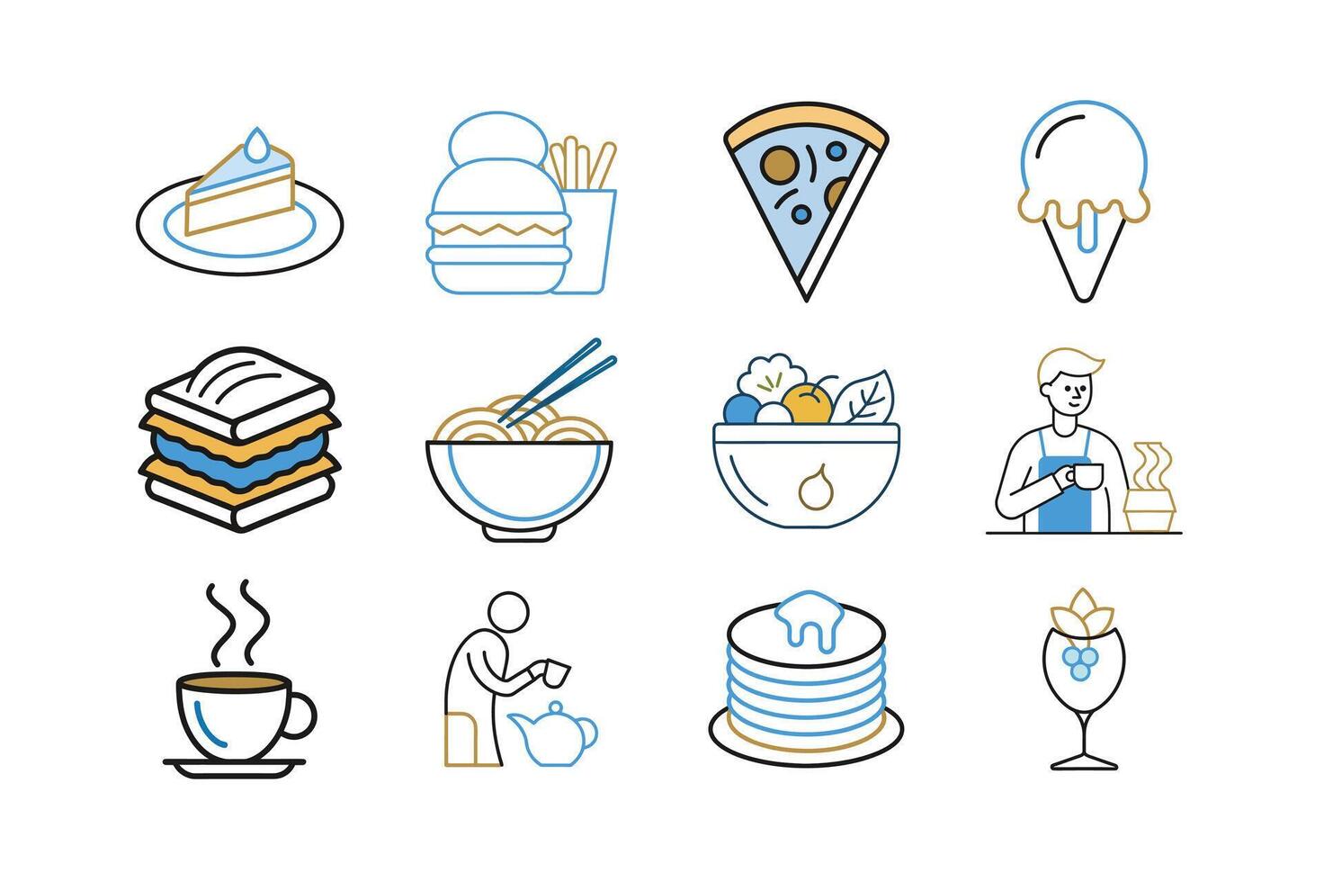 food and drink activities outline vector