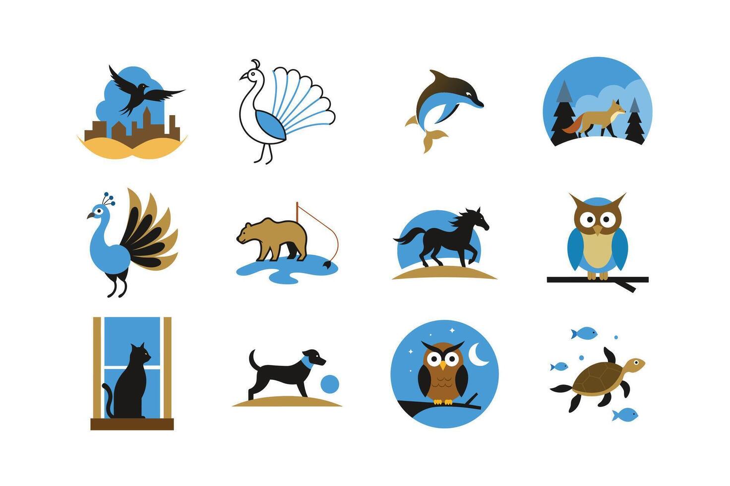 animals and nature activities outline vector